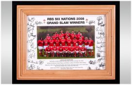 RBS Six Nations 2008, Grand Slam Winners Wales, Rugby Team Signed Photo. All Of First Team Squad,