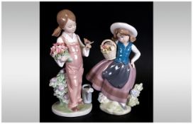 Lladro Figures ( 2 ) In Total. 1/ Sweet Scent, Model Num.5223. Issued 1984 - Height 6.25 Inches,