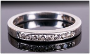 Platinum Diamond Set Eternity Ring, Channel Set With Eight Modern Brilliant Cut Diamonds, Fully