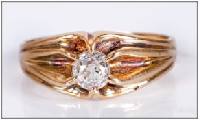 18ct Gold Set Single Stone Diamond Ring. The Cushion Cut Diamond of Excellent Colour. Est 30 Points,