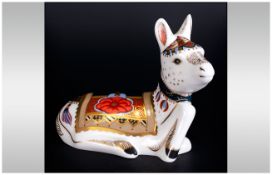 Royal Crown Derby Paperweight 'Donkey Foal' Gold Stopper, Date 2005. 3.5'' in height, 4'' in