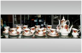 Royal Albert Old Country Rose ( 42 ) Piece Tea and Coffee Service. c.1970's. Comprises 8 Trios (24 )