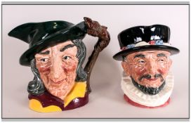 Royal Doulton Character Jugs, 2 in total, 1. The Pied Piper D6403, Issued 1954-81. 7'' in height, 2.