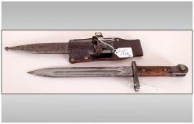 Turkish ASFA Converted WW2 Bayonet, Scabbard And Leather Frog