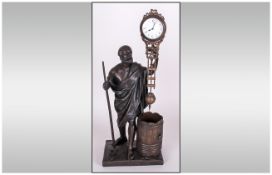 A French 19th Century Impressive Bronze Figural Mystery Clock. c.1880. 8 Day Movement. Excellent