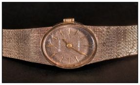Ladies 9ct Gold Bulova Wristwatch With Integral Mesh Bracelet A/F. Manual Wind, Working But Not