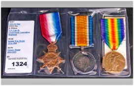 World War 1 Trio of Military Medals Awarded to - 19513 PTE. J. Wilson. L.N - LAN.R. Loyal North