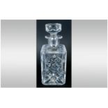 Whitefriars Full Lead Crystal Cut Glass Commemorative Decanter etched to front 1952 EIIR 1977.