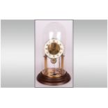 Vintage Anniversary Clock with Glass Dome. Height 12 Inches.