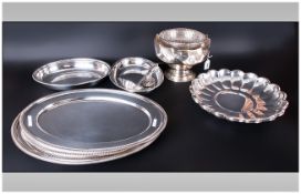 Collection Of 12 Plated Items consisting 2 large oval platters, entree dish & cover, punch bowl &