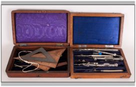 Two Wooden Cased Draughtsmen Sets (some pieces missing).