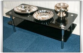 Modern Black Gloss Two Tier Tv Cabinet/Coffee Table