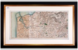 A Large Folding Map Depicting Northern Lancashire And The Fylde Coast, hand coloured and of the