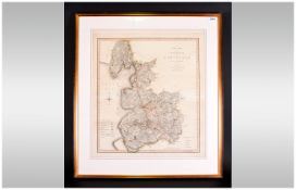 Large Map Titled 'A New Map Of The County Of Palatine of Lancaster, divided into hundreds. Hand