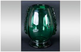 Dark Green Murano Style Art Glass Vase, approximately 10'' in height