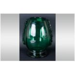 Dark Green Murano Style Art Glass Vase, approximately 10'' in height