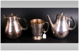 EPBM Coffee Pot amd Hot Milk/Water Jug and Silver Plate Tankard.