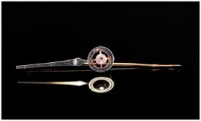 Edwardian 18ct Gold Set Diamond Stick Pin. Marked 18ct. Weight 3 grams.