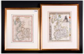 Two County Maps Of Lancashire with contemporary hand colouring. One drawn and engraved by J.