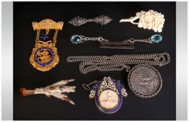 Small Collection Of Jewellery, Comprising Silver Enamelled Pendant Drop, R.A.F Sweetheart Brooch,