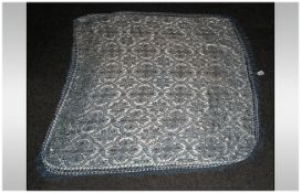 A Fine Indian Silk and Silver Thread Throw Cover with a Floral Design, Picked out In Silver, with
