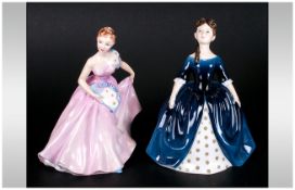 Royal Doulton Figures 1.  'Debbie'  HN 2385  Dressed in a navy blue gown with a white patterned