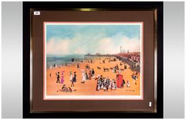 Helen Bradley 1900 - 1979 Pencil Signed and Ltd Edition Colour Print, Titled ' Blackpool Sands '