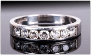 Platinum Diamond Set Eternity Ring, Channel Set With Seven Modern Brilliant Cut Diamonds, Fully