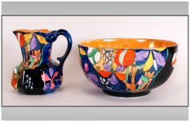 Corona Ware Hand Painted Lustre Jug and bowl 'Cremorne', Designed by Molly Hancock. The bowl 10