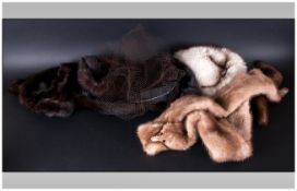 Collection Of Fur Items Including fox hats, mink hats, mink ties etc.