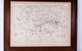 Maps Of London By Edward Weller From Weekly Dispatches Atlas 1862. framed & glazed, 38x28''