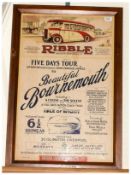 Poster Ribble Motor Services Ltd. Five Day Tour Of 600 Miles, Through nine famous shires beautiful