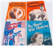 4 Vintage Music Sheets - Serenade In The Night, My Heart was Sleeping, The Music Goes Round and