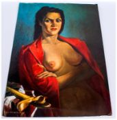 V. Tretchikoff Print of a Oriental Lady Semi Clad. Unframed. Size 14 x 19 Inches.