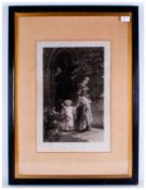 Frank Dicksee Etching Mother and Child at the Church Door Pencil Signed to The Margins. Published By