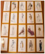 Set Of 20 Coloured Fashion Prints in gilt frames, from Ackermans Repository, dated 1809, original