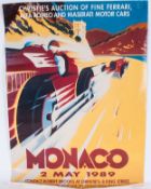 Poster, Christies Auction Of Fine Ferrari, Alfa Romero ANd Maserati Motor Cats, 2 May 1989 in