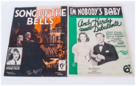 Vintage Sheet Music - Gracie Fields, Song of the Bells. Judy Garland & Mickey Rooney - I'm Nobody