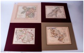 8 Antique Maps of Welsh Countries, Hand Coloured By Dugdales, Chapman and Others, 2 Caernarvonshire,