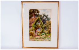 William. R. Hoyles Watercolour, Drawing of a Girl In a Cottage Garden. Framed and Glazed.