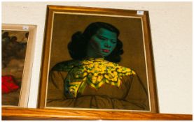 V. Tretchikoff Framed Print of The Chinese Girl. Framed. Size 23 x 27 Inches.