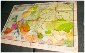 Russian Folding Map Canvas Backed, 1789-1861 And European Countries, label to verso in Rusian