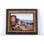 Isle of Man. Victorian Tinted Photograph on Glass of The Promenade, Douglas Loch, In a Moulded