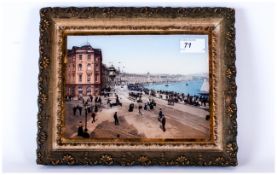 Isle of Man. Victorian Tinted Photograph on Glass of The Promenade, Douglas Loch, In a Moulded