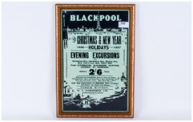 Vintage Blackpool Flyer Poster In Monochrome, Christmas & New Year 1936-37. Holidays, Evening