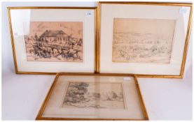 Eliott Seabrooke Three Pencil Sketches Of Landscapes, cottages & Forests 19x15'', 19x16'', 18x15''