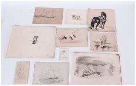 11 Ink Sketches by M.Burke, C1850