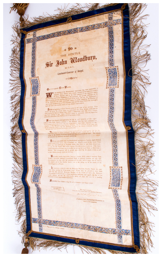 Sir John Woodburn K.C.S.I Lieutenant Governor of Bengal Scroll presented to him a scroll of honour