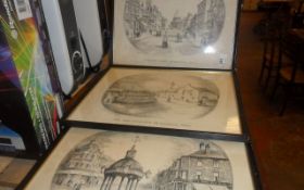 3 Framed Drawings of Various Spots In Blackpool In 1895.