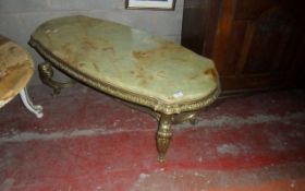 Onyx Topped Coffee Table with Brass Legs.